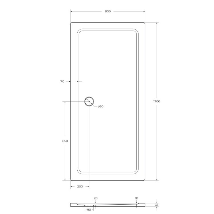 Душевой поддон из стеклокомпозита (SMC) TRAY-M-AH-35-W Cezares TRAY-M-AH-120/90-ML