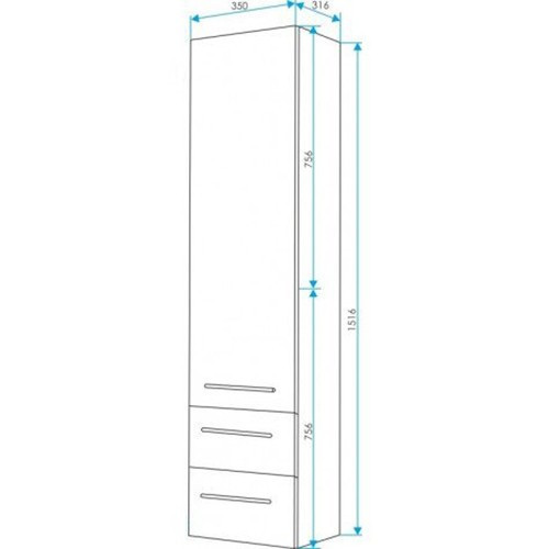 Шкаф пенал 1MarKa Соната 35 подвесной с 2 ящиками