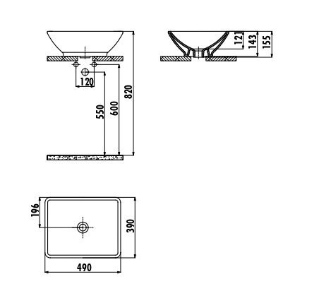 CREAVIT Раковина TP140 мебельная (40*50 см)