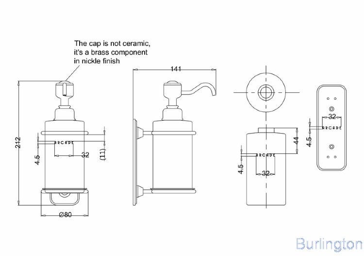 Дозатор керамический для жидкого мыла, ХРОМ [ARCA19 CHR]