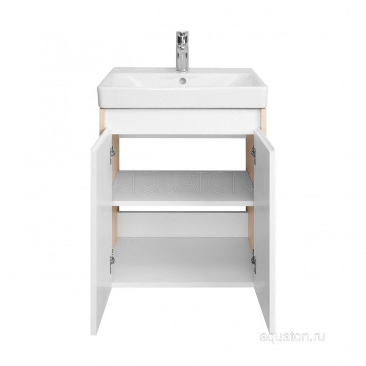 Тумба под раковину AQUATON Сканди Doors 55 белый глянец, дуб верона, 1A278801SDB20