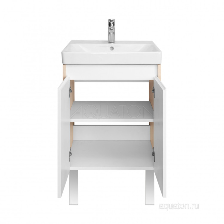 Тумба под раковину AQUATON Сканди Doors 55 белый глянец, дуб верона, 1A278801SDB20