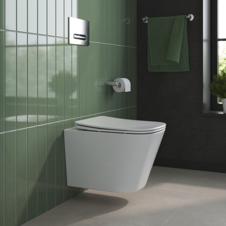 Унитаз подвесной безободковый с сиденьем Cezares BB7107CHR/SC