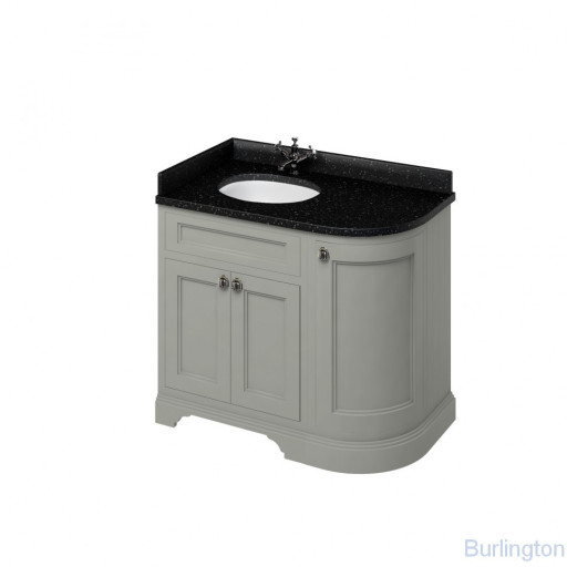 Тумба со столешницей 100 см, угловая левосторонняя, цвет тёмно - оливковый [FC2O + BB98L]