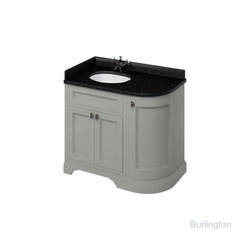 Тумба со столешницей 100 см, угловая левосторонняя, цвет тёмно - оливковый [FC2O + BB98L]