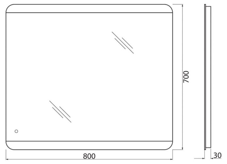 Зеркало с встроенным светильником и кнопочным выключателем, 12W, 220-240V BelBagno SPC-CEZ-1000-700-LED-BTN