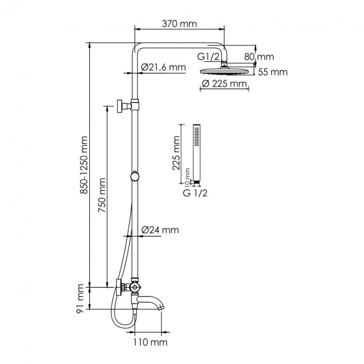 WasserKRAFT A288.077.217.BM Thermo Душевой комплект с термостатическим смесителем