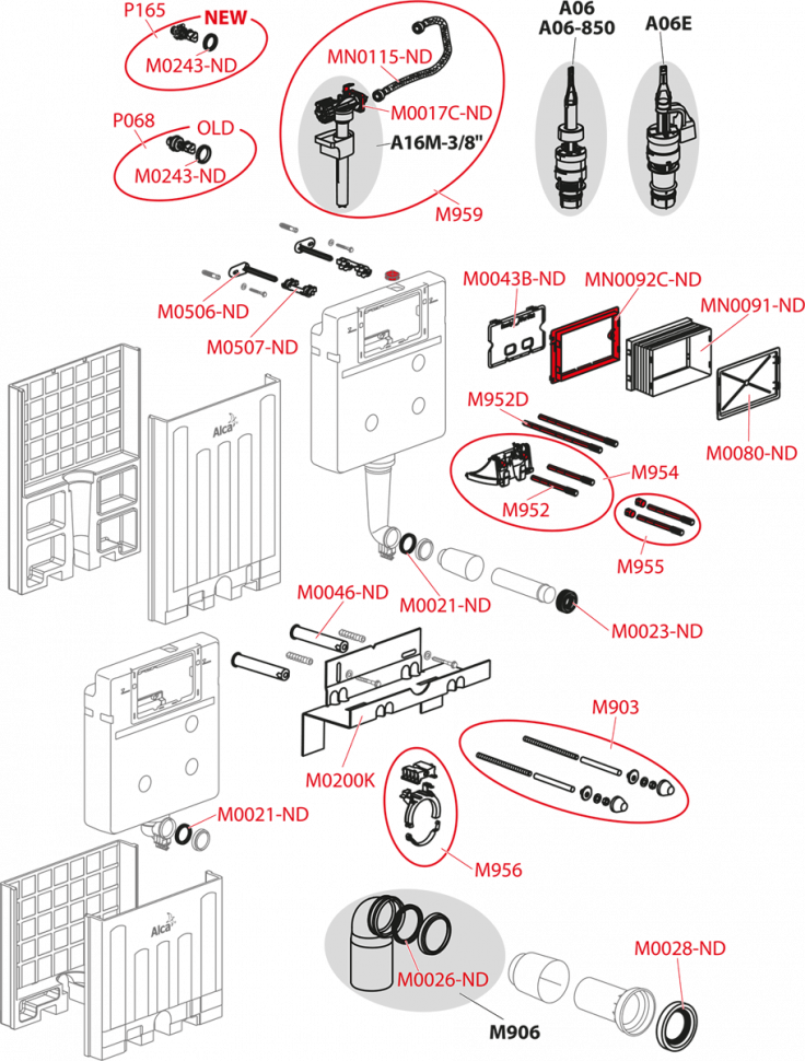 Скрытая система инсталляции ECOLOGY для замуровывания в стену Alcadrain AM100/1000E Alcamodul