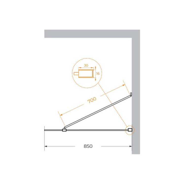 Душевая перегородка универсальная с односторонним входом Cezares LIBERTA-L-1-TB-100-C-Cr
