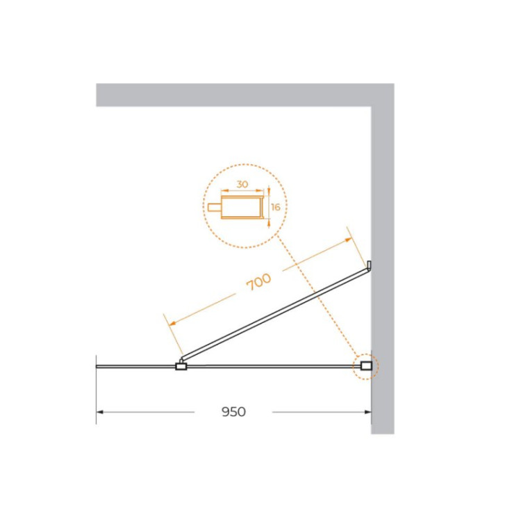 Душевая перегородка универсальная с односторонним входом Cezares LIBERTA-L-1-TB-100-C-Cr