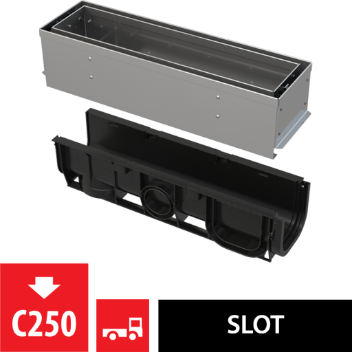 Щелевой дренажный канал с асимметричной сервисной надставкой 100 мм, нержавеющая сталь Alcadrain AVZ101S-R321R