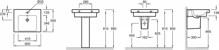 Подвесная раковина-столешница 60 х 50 см Jacob Delafon ODEON UPE4778-00