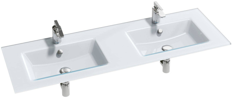 Двойная стекляная раковина-столешница 140 х 46 см, Белая Jacob Delafon VOXEB2100-DD1