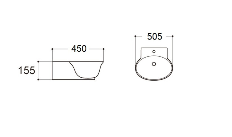 Раковина подвесная Aquatek КЛАССИК AQ5040-00 505*405*155 мм. Можно устанавливать на мебель.