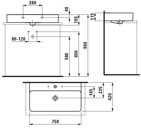 Раковина Laufen Val 75 8.1628.5