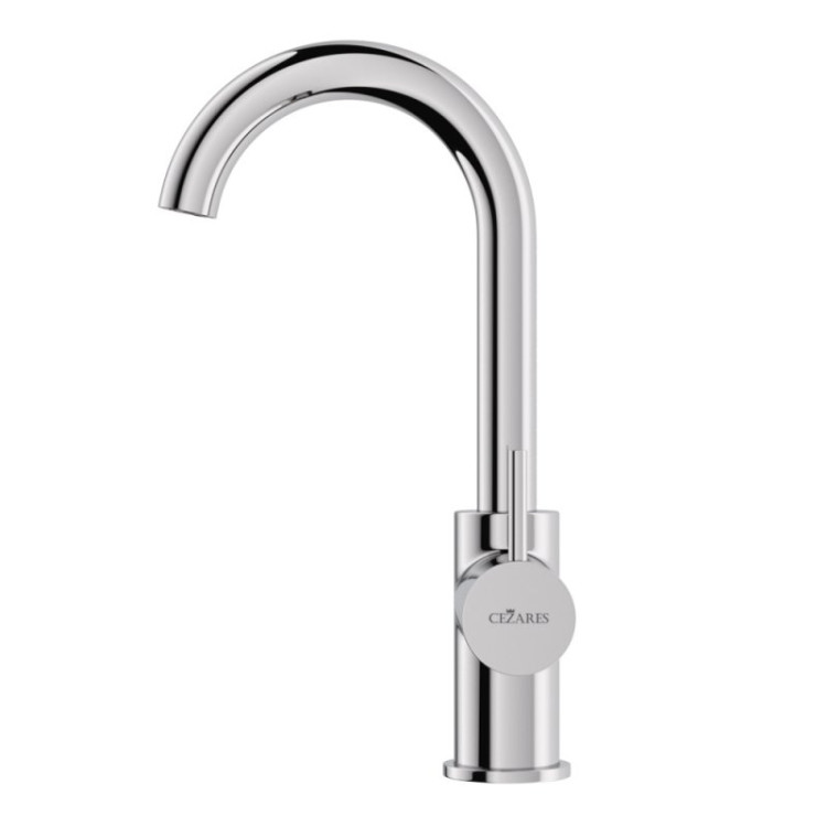 Смеситель для раковины однорычажный c тонкой ручкой, без донного клапана Cezares LEAF-LSM-A-L-01-W0