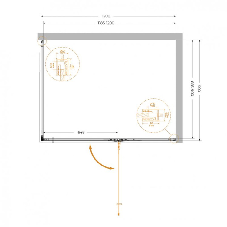 Душевой уголок LINER-AH-1 Cezares LINER-AH-1-120/90-C-Cr-L