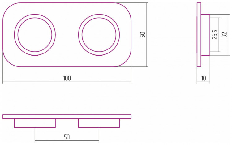 Отражатель Сунержа EU50 прямоугольный 50х100 Матовая шампань