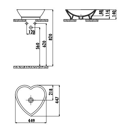 CREAVIT Раковина TP149 сердце белая
