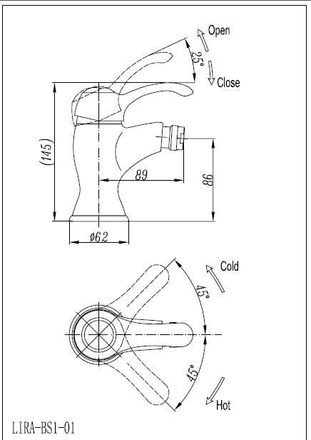Смеситель для биде Cezares LIRA-C-BS1-03