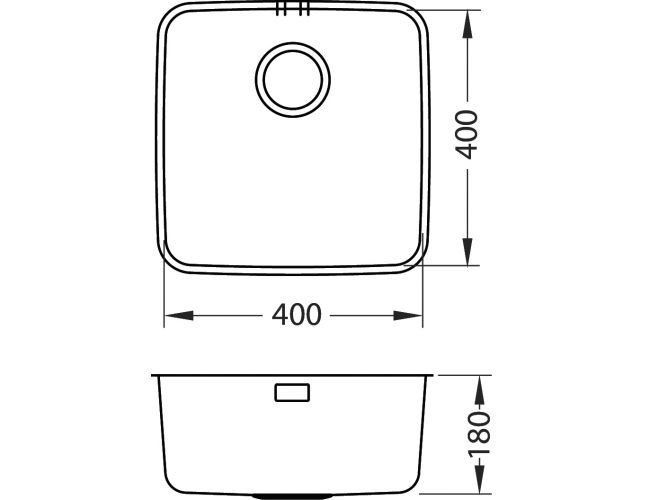 Мойка LUNO 30 SAT 90 FI 400X400 в комплекте с сифоном 1130550,