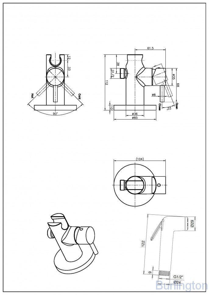 Душ настенный гигиенический со смесителем [SH940C]
