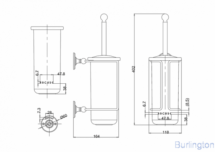 Ёршик с керамической колбой, НИКЕЛЬ [ARCA8 NKL]