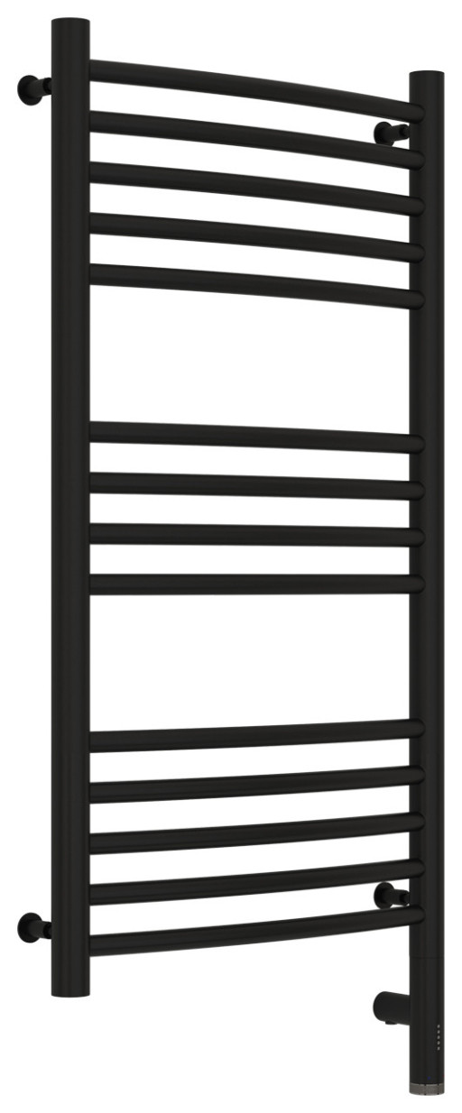 Полотенцесушитель электрический Сунержа Богема 3.0 выгнутая 800х400 МЭМ правый Матовый чёрный