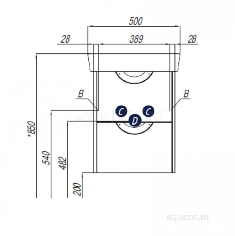 Тумба под раковину Aquaton Сильва 50 дуб полярный 1A211701SIW70