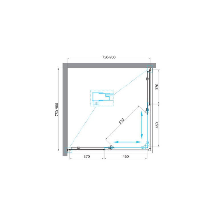Душевой уголок BELBAGNO UNIQUE-A-2 BelBagno UNIQUE-A-2-75/90-P-Cr
