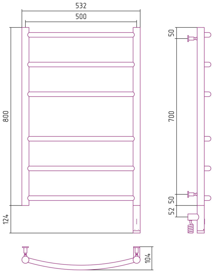 Полотенцесушитель электрический Сунержа Галант 3.0 800х500 МЭМ правый Белый