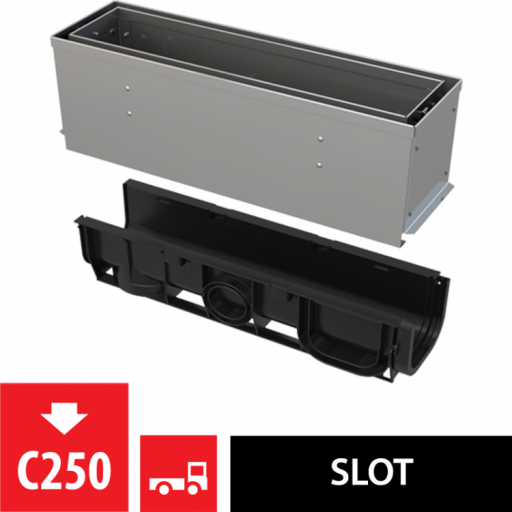 Щелевой дренажный канал с асимметричной сервисной надставкой 160 мм, нержавеющая сталь Alcadrain AVZ101S-R322R