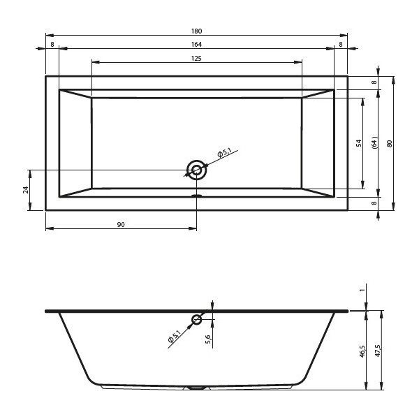 Акриловая ванна Riho Lugo Velvet 180x80