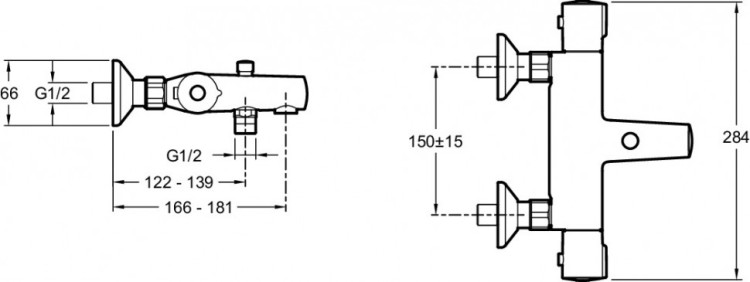 Термостатический настенный смеситель для ванны/душа Jacob Delafon JULY E45714-CP