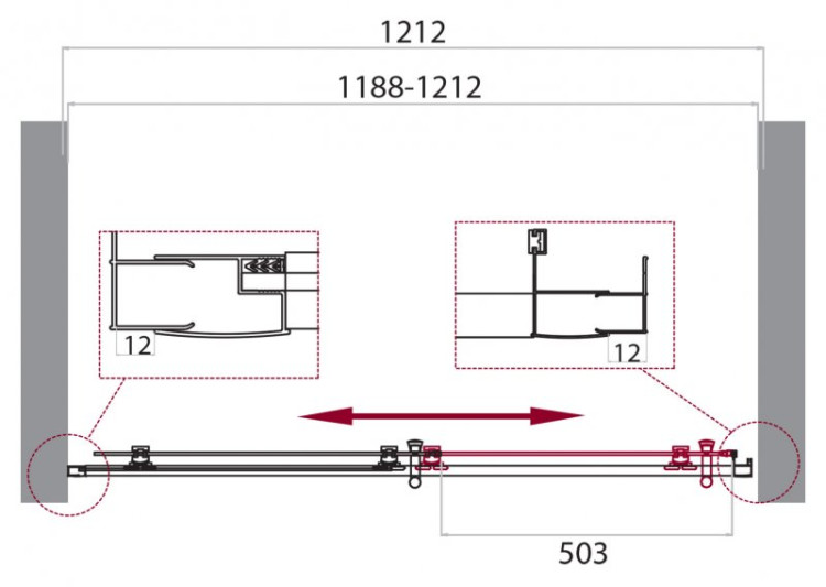 Душевая дверь в нишу BELBAGNO UNO-195-BF-1 BelBagno UNO-195-BF-1-140-P-Cr