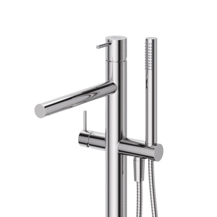 Напольный смеситель для ванны и душа, однорычажный с ручным душем с тонкой ручкой Cezares LEAF-VDP-L-GM