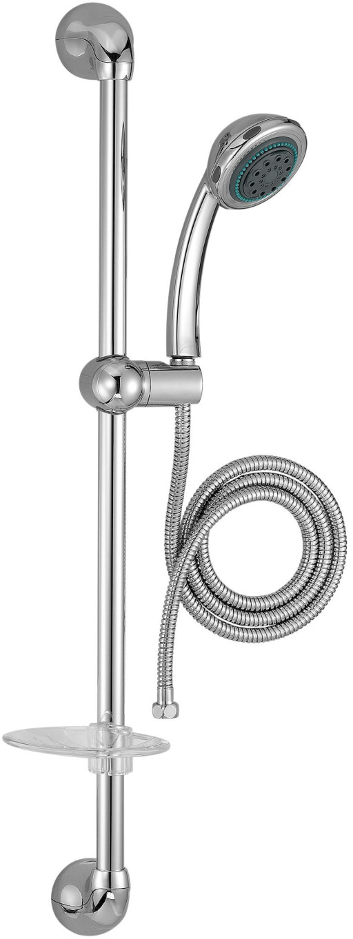 Душевой комплект со штангой, мыльницей, шлангом и трехрежимным ручным душем Jacob Delafon BASIC 2 E14330-CP