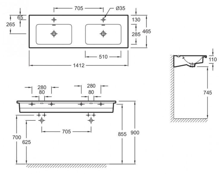 Раковина Jacob Delafon Vox 140 EXAA112-Z-00