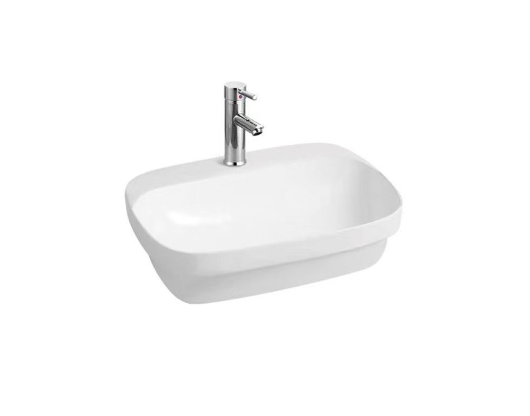 Раковина накладная для установки на столешницу Aquatek АМАДЕО AQ6042-00, 600*420*155 мм, с отверстием под смеситель, цвет белый