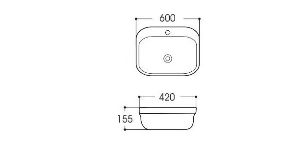 Раковина накладная для установки на столешницу Aquatek АМАДЕО AQ6042-00, 600*420*155 мм, с отверстием под смеситель, цвет белый