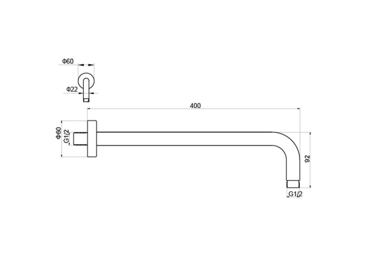 Держатель верхнего душа настенный 400 мм Aquatek AQ2176CR