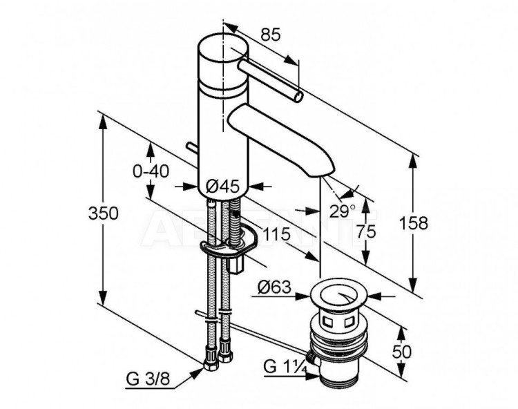 Смеситель для раковины Kludi Bozz 382910576