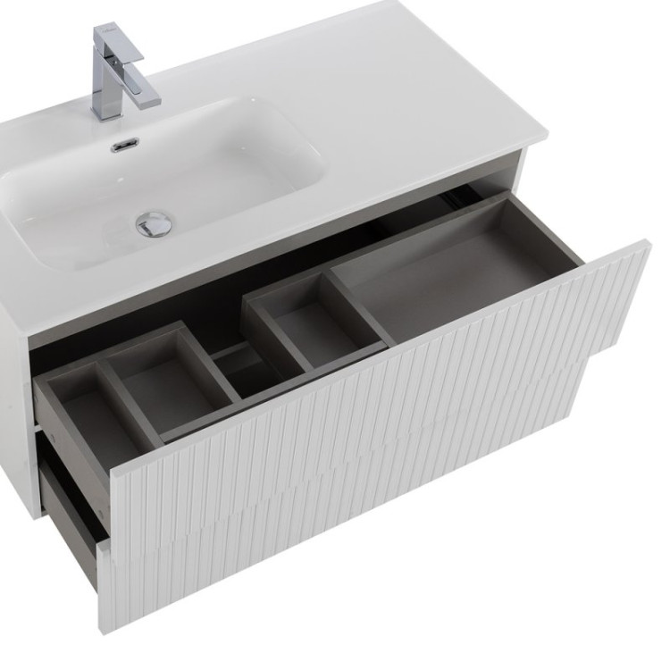 База под раковину подвесная с двумя выкатными ящиками, левосторонняя Cezares DUET-N-1000-2C-SO-BL-L