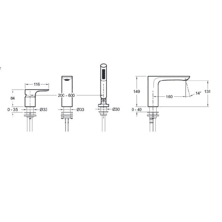 Смеситель на борт ванны Jacob Delafon Aleo E72292-CP