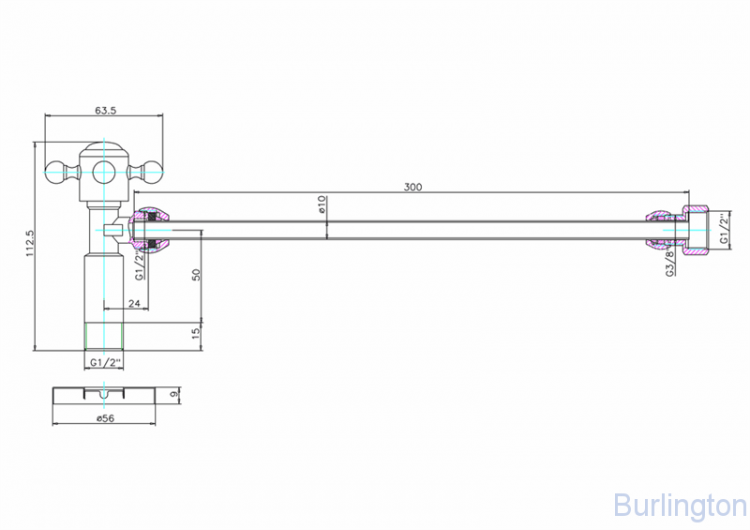 Вентиль подвода воды для унитаза [W25 BLA]