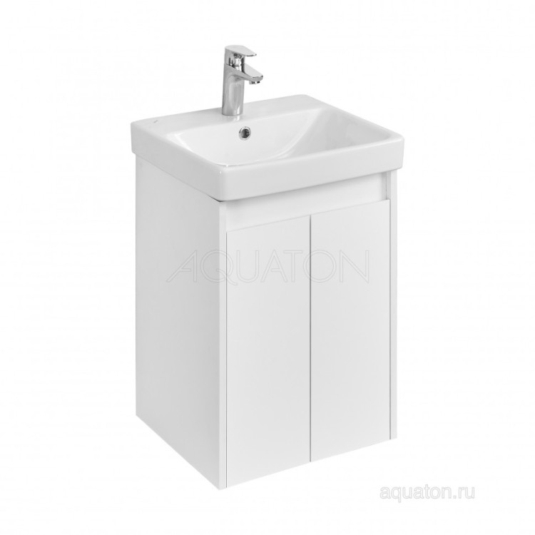 Тумба под раковину AQUATON Сканди Doors 45 белый глянец, белый матовый, 1A278701SD010
