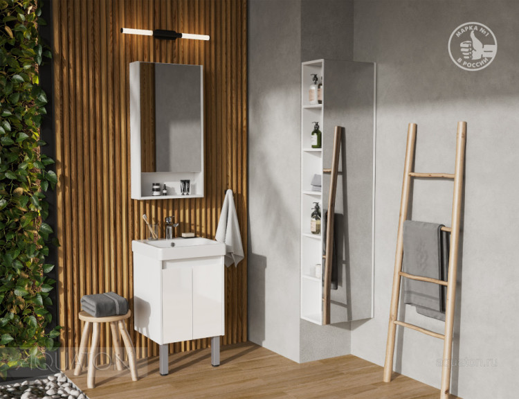 Тумба под раковину AQUATON Сканди Doors 45 белый глянец, белый матовый, 1A278701SD010