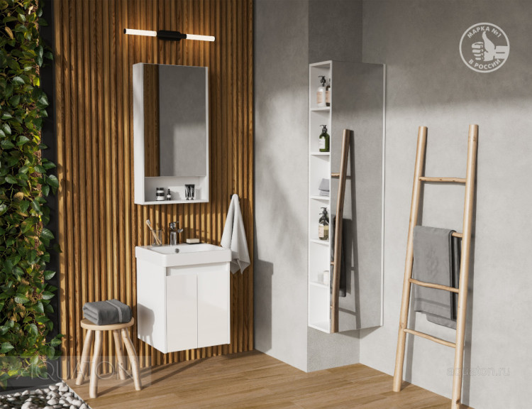 Тумба под раковину AQUATON Сканди Doors 45 белый глянец, белый матовый, 1A278701SD010