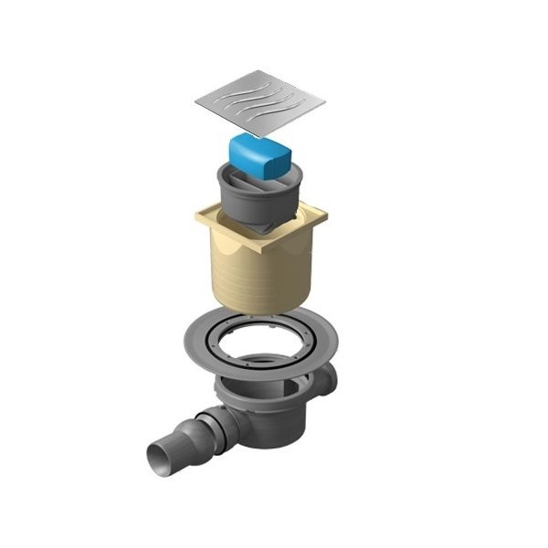 Точечный трап 100х100 мм Confluo Standard Dry 2,с сухим затвором, металл с перфорацией Tide (Волна), без рамки PESTAN 13000016