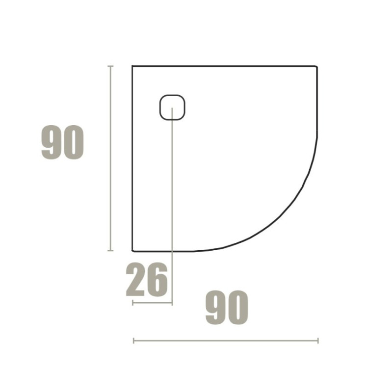 Поддон из акрона серия BASE фактура SLATE Cezares PLATO_BASE_SLATE_90_ANG_BLANCO_90x90